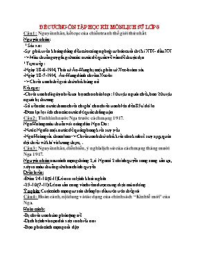 Đề cương ôn tập học kì I Lịch sử lớp 8